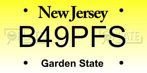 B49PFS New Jersey License Plate