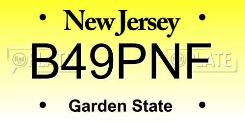 B49PNF New Jersey License Plate