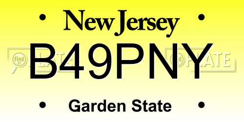 B49PNY New Jersey License Plate