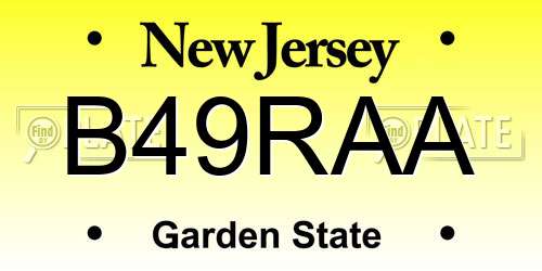B49RAA New Jersey License Plate
