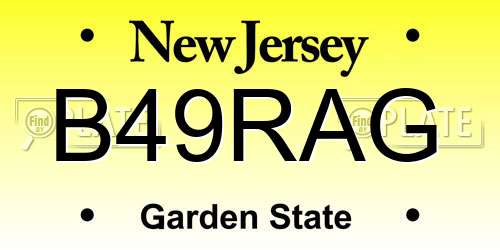 B49RAG New Jersey License Plate