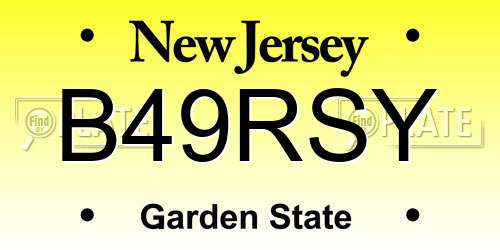 B49RSY New Jersey License Plate