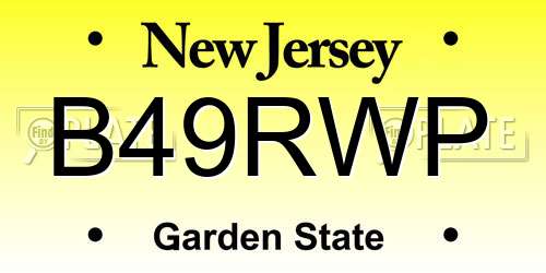 B49RWP New Jersey License Plate