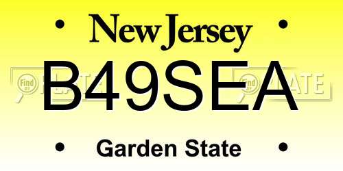B49SEA New Jersey License Plate