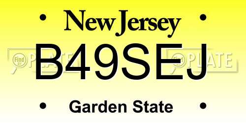 B49SEJ New Jersey License Plate