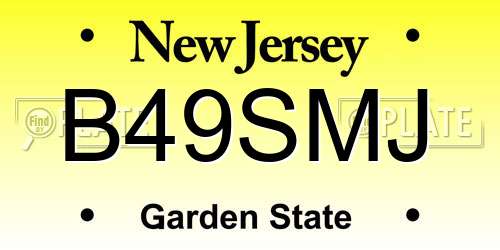 B49SMJ New Jersey License Plate