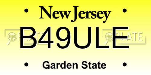 B49ULE New Jersey License Plate