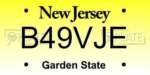 B49VJE New Jersey License Plate