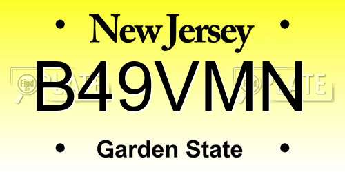 B49VMN New Jersey License Plate