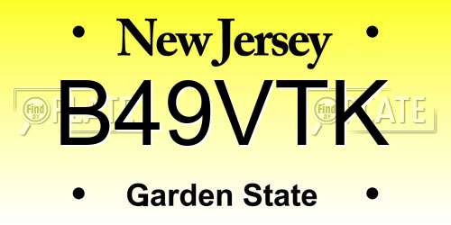 B49VTK New Jersey License Plate