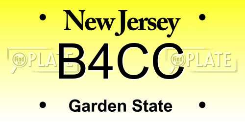 B4CC New Jersey License Plate