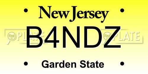 B4NDZ New Jersey License Plate