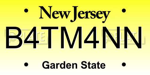 B4TM4NN New Jersey License Plate