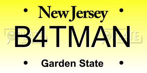 B4TMAN New Jersey License Plate