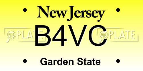B4VC New Jersey License Plate
