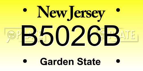 B5026B New Jersey License Plate