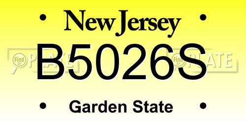 B5026S New Jersey License Plate