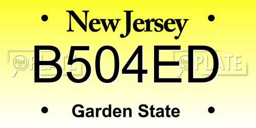 B504ED New Jersey License Plate