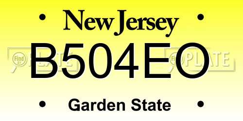 B504EO New Jersey License Plate