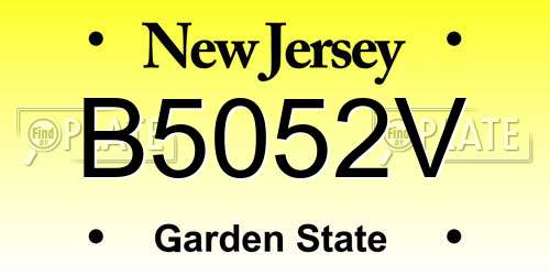 B5052V New Jersey License Plate