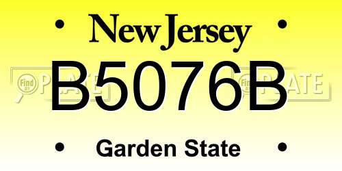 B5076B New Jersey License Plate