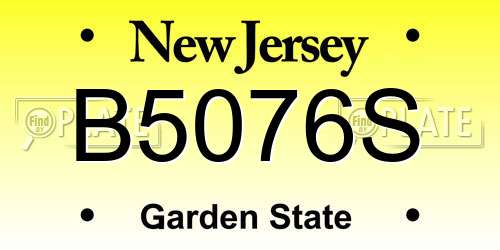 B5076S New Jersey License Plate