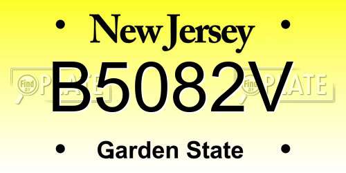 B5082V New Jersey License Plate