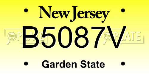B5087V New Jersey License Plate