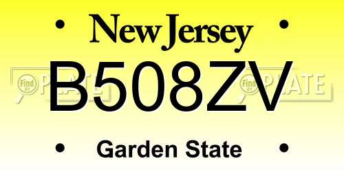 B508ZV New Jersey License Plate