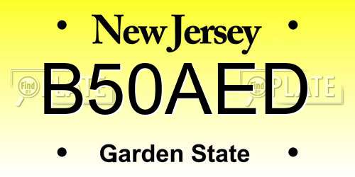 B50AED New Jersey License Plate