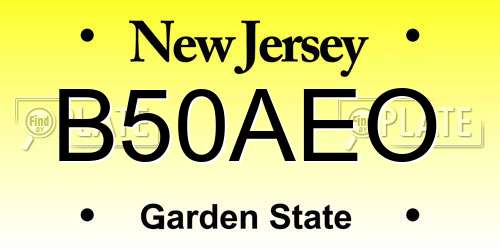 B50AEO New Jersey License Plate