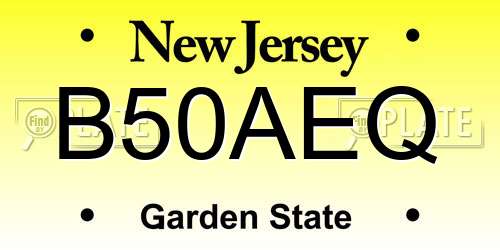 B50AEQ New Jersey License Plate