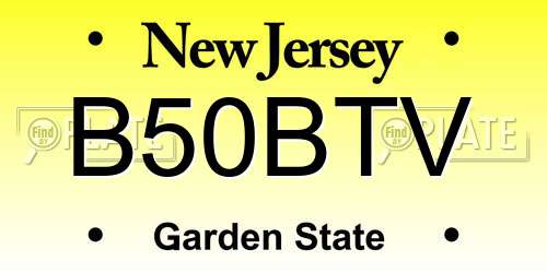 B50BTV New Jersey License Plate