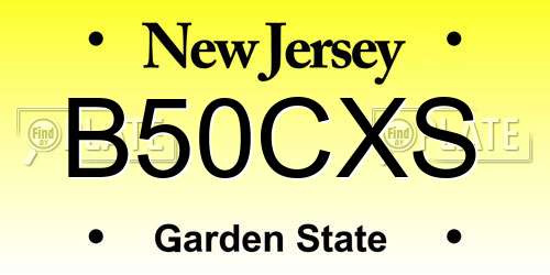 B50CXS New Jersey License Plate