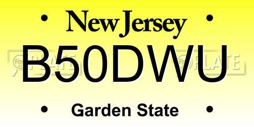 B50DWU New Jersey License Plate