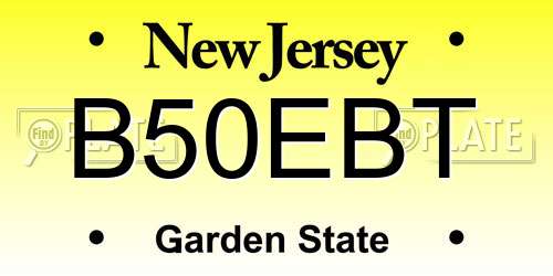 B50EBT New Jersey License Plate