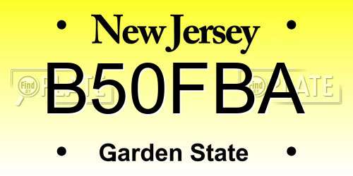 B50FBA New Jersey License Plate