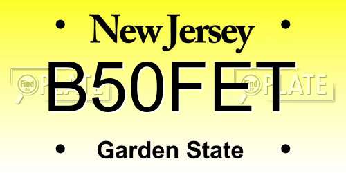B50FET New Jersey License Plate