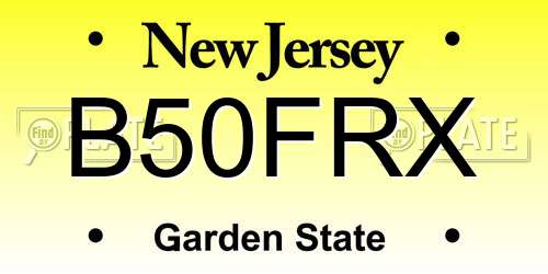 B50FRX New Jersey License Plate