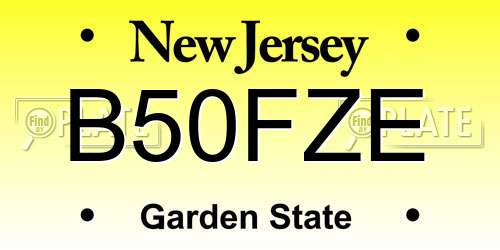 B50FZE New Jersey License Plate