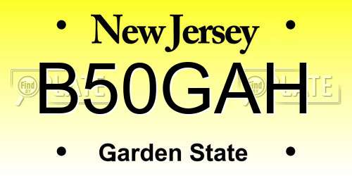 B50GAH New Jersey License Plate