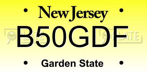 B50GDF New Jersey License Plate
