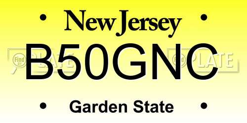 B50GNC New Jersey License Plate