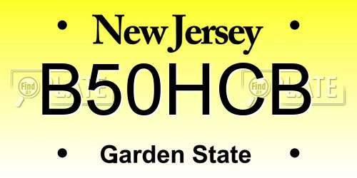 B50HCB New Jersey License Plate
