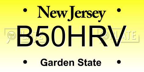 B50HRV New Jersey License Plate