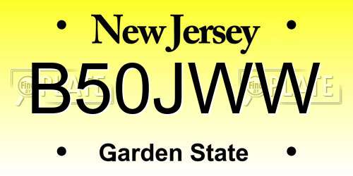B50JWW New Jersey License Plate