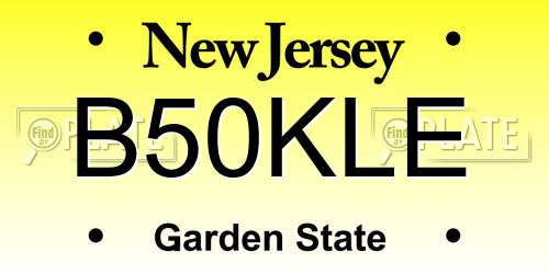 B50KLE New Jersey License Plate