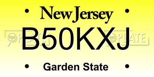 B50KXJ New Jersey License Plate
