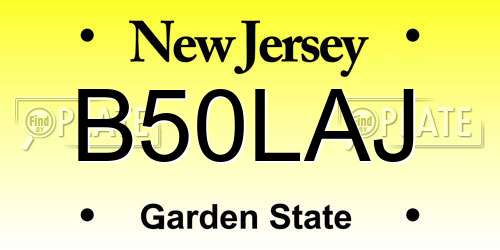 B50LAJ New Jersey License Plate
