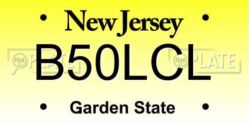 B50LCL New Jersey License Plate